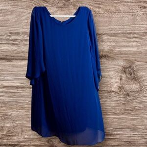 MSK blue sheer slit sleeve dress. 18 W.